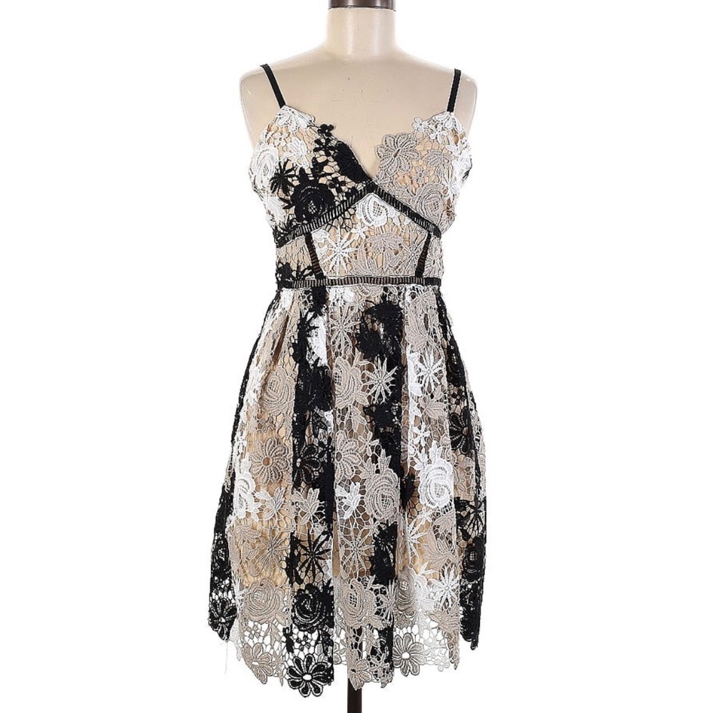 Couture Floral Crochet Cutout Dress